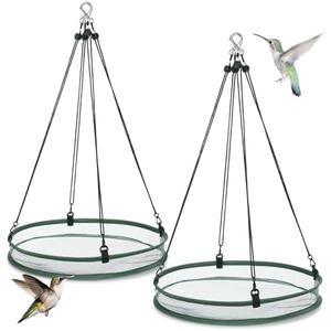 FoldTier Universal Wild Bird Seed Catcher Hanging Hoop Platform Bird Seed Catcher Tray for Hummingbird Feeders Bee Feeder Outdoor Garden Accessories(2 Pieces,16 Inch)