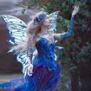 Fairy Wings for Adults Women 31.5"x29.5" Fairy Costume Set Large Butterfly Wings for Halloween Party (Blue)