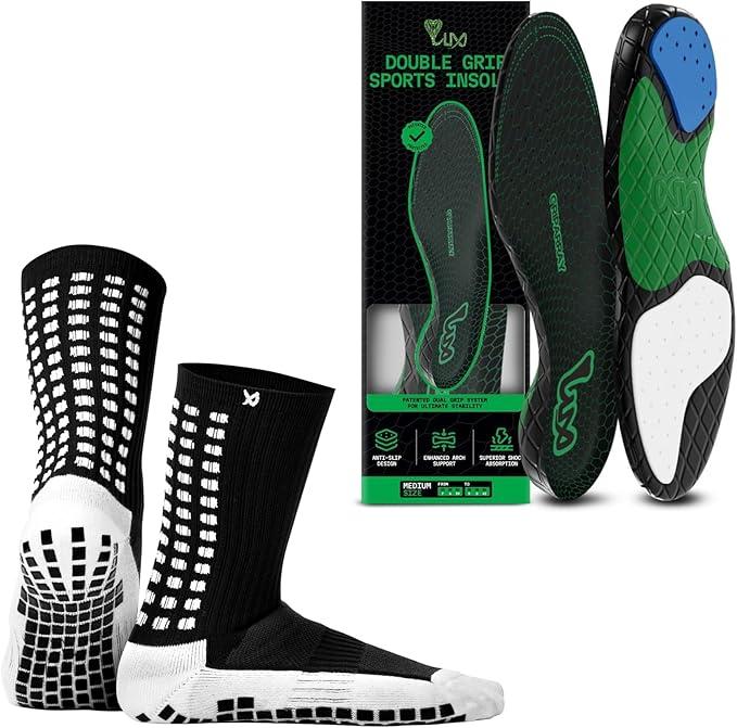 Lux Dual Grip Socks - Soccer Grip Socks for Men and Women. GripArray Performance & Comfort
