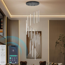98" Modern LED Chandelier, 18-Lights Dimmable High Ceiling Large Hanging Lighting Fixture for Loft Villa Living Room Stairs Foyer (Black, 18-Lights 19.7in)