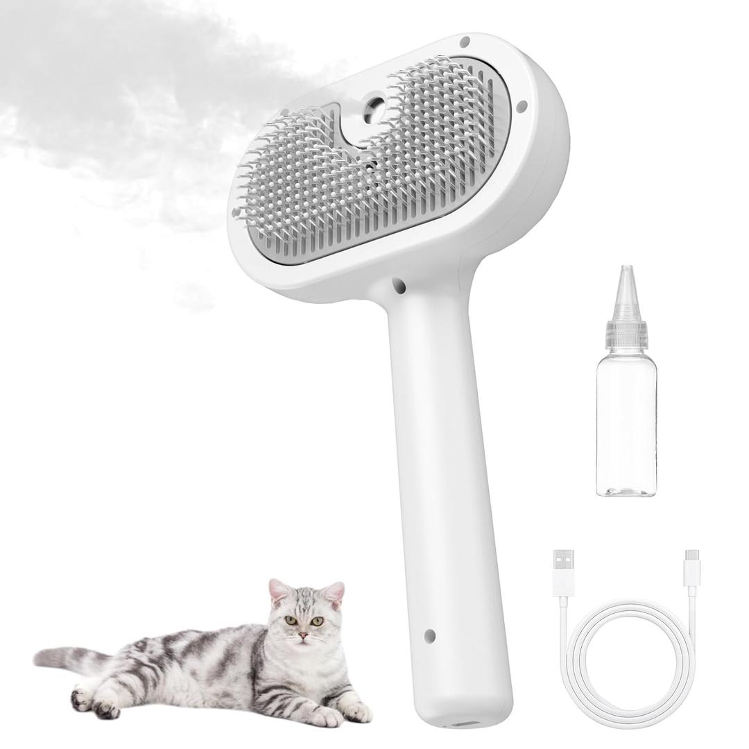 Cat Steam Brush, 3 In 1 Steam Brush for Dogs & Cats, Pet for Pet Hair Removal Tool, Shedding Reduced Discomfort, Suitable for Massaging, Combing