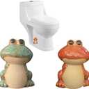 Frog Toilet Bolt Caps Ceramic Toilet Bolt Covers Decorative Toilet Screw Cover Caps, Toilet Caps for Bottom of Toilet, Cute Toilet Bowl Bolt Covers for Bathroom Decor, Easy to install (Green+Red)