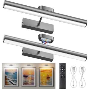 Picture Light for Wall, 4000mAh, 13.8 Inch, 2 Pack Grey
