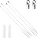 Bokon 4 Pcs Blinds Wand Replacement with Hook and Handle White Fiberglass Long Vertica Blind Wand for Windows Curtain Door Shades Opener Accessory (24 Inch)