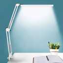 LED Desk Lamp, Manicure Table Lamp, 16" Lamp Head, Dimmable Eye-Caring Drafting Light with 3 Color Modes, 10 Brightness Levels & Adapter, Memory Function(White)