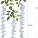 Duovlo 12 Piece Artificial Silk Wisteria Vine 3.6 Feet Hanging Flower Garland String Home Party Wedding Decor (Light Blue)