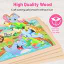 2 x Wooden Puzzles for Kids Ages 4-6, 24 Piece Animal Dinosaur Marine Farm Jigsaw Puzzles 4 Packs, Preschool Toddlers Learning Activity Puzzles Toys for Boys Girls 3 4 5 6 Years Old, 24 pieces, 8.9 inches x 5.9 inches