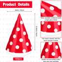 Mumufy 100 Pcs Red Cone Party Hats White Round Dot Lovely Birthday Party Headwear for Stuffed Animals, Pets, Adults Birthday Decorations Headwear Supplies
