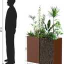 Rectangular Metal Planter Box 32x12x24 with Insert Shelf, Coffee-Brown, Medium