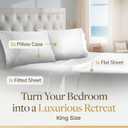 LANE LINEN 100% Egyptian Cotton King Sheets Set 4 Piece Sateen Weave Bed Sheets, Ultra Soft, 16" Deep Pocket, Luxury King Size Sheet Set White