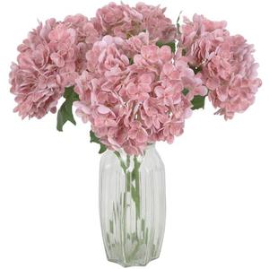 ICBOX 4PCS Real Touch Pink Hydrangea Artificial Flowers 21'' Large Latex Fake Hydrangea Flowers Faux Hydrangea with Stem for Wedding Home Table Centerpiece Indoor Baby Shower Decorations (Deep Pink)