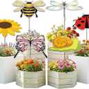 6 Pack Corrugated Plastic Plant Umbrellas for Outdoor Small Plants, Garden Plant Shade Cover for Potted Plants, Plant Sun Shade Umbrella for Patio and Garden (Flower Style)