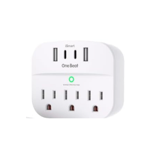 One Beat 1 Pack Multi Plug Outlet Splitter with USB,Surge Protector Outlet Extender with 3 Wall Outlets 4 USB Wall Charger(2 USB C),490 J, ETL Listed,Small Outlet Adapter Plug Extender for Travel,WH