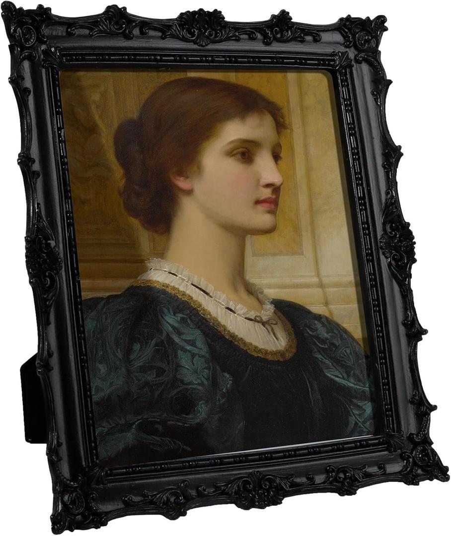 8x10 inch Vintage Photo Frame, Black White Pink Wood Gold Color Hand-Crafted Resin Picture Frame with Easel & Hook, Home Dcor for Tabletop Wall Hanging Rahmen Photo Frame (Black)