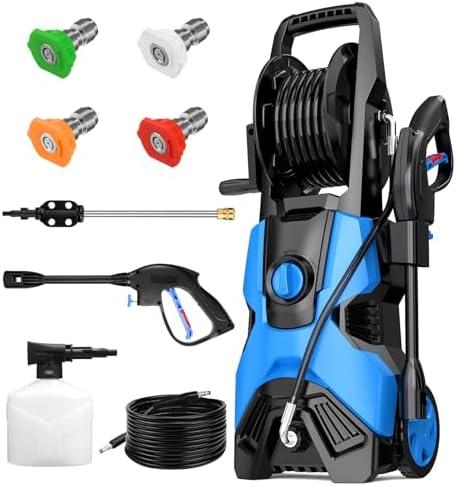 WalinaBag Electric Pressure Washer 4500 PSI 2.8 GPM Power Washer with 4 Connect Nozzles, High Pressure Cleaning Machine with Foam Cannon for Cars Fences Driveways Patios Home Cleaning (Blue)