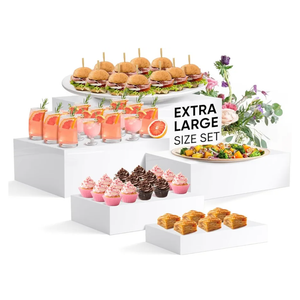 Large Size Buffet Risers, Food Risers for Buffet Table, Display Stand Shelf for Catering Dessert Collectibles Jewelry Figures Show, Acrylic Cube Display Nesting Risers
