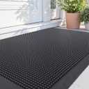 DEXI Front Door Mats Outside Entrance, Heavy Duty Non-Slip Rubber Entry Mat, Dirt Trapping Waterproof Low-Profile Welcome Doormat for Entryway, 24x36, Black