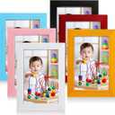 Namalu 4 x 6 Picture Frames Set of 6, Colorful Rustic Retro Photo Frame Bulk with Hd Acrylic Wood Photo Frames, Wall Mount and Tabletop Display Family Friends Wedding Gift