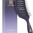 BEAUXSOI Vented Detangling Brush for Wet or Dry, Thick, Coily, and Curly Hair | Curved Vent Brush for Blow Drying