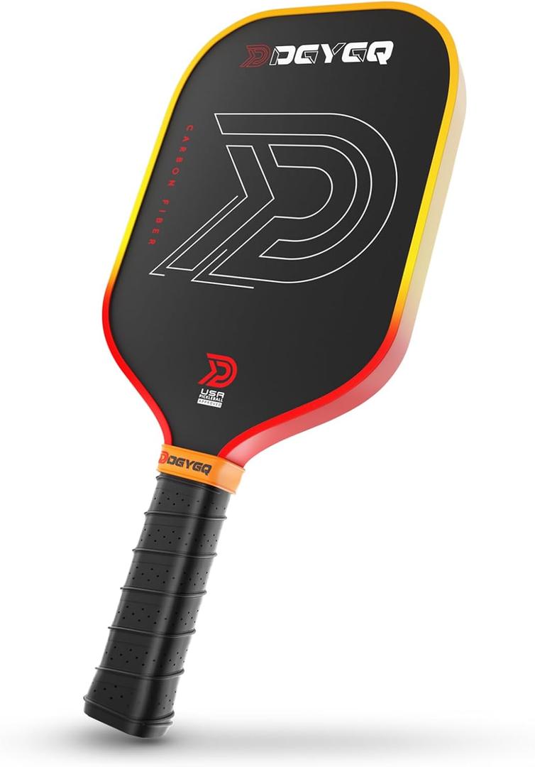DGYGQ Pickleball Paddles - Professional Carbon Fiber Paddle with Honeycomb Core Pickleball Rackets - Lightweight Precision & Enhanced Shock Absorption for High Spin (Yellow-Orange Ombre)