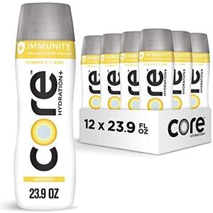 CORE Hydration+ Immunity, Lemon Extract Nutrient Enhanced Water with Vitamin C and Zinc, 23.9 Fl Oz Bottle (Pack of 12)