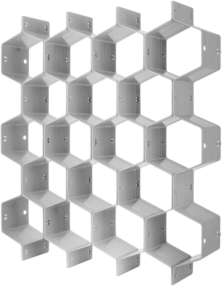 Poeland Drawer Divider Organizer Adjustable DIY Grid Honeycomb Drawer Divider for Underwear Belt Scarf Socks, Gray