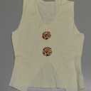 Verdusa Women's Old Money Tops Sweater Vest V Neck Metal Knit Trendy Going Out Tops Apricot X-Small