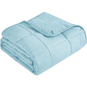 Topcee Weighted Blanket for Adults (15 lbs, 48" x 72") Twin Size Soft Cooling Heavy Blanket Sleeping, Apply to 130-160 lbs Body, Thick Breathable Blanket with Glass Bead, Easy Care (05-light Blue)