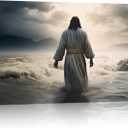 Jesus Canvas Wall Art Christ Wall Decor Jesus Walking in Water Picture Religious Painting Christian Artwork for Living Room Bathroom Modern Home Decor Framed(Art-2,24.00"x36.00")