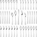 MUTNITT 30 Pcs Silverware Set Service for 6,Premium Stainless Steel Flatware Set,Mirror Polished Cutlery Utensil Sets,Durable Kitchen Eating Tableware Sets,Include Fork Knife Spoon,Dishwasher Safe (Round-30 Piece)