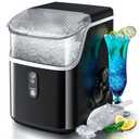 Antarctic Star Nugget Ice Maker Countertop, Chewable Nugget Ice Machine with One-Touch Operation, Self Cleaning, Fast Ice Making 34Lbs/24H, for Office/Home/Bar, Black