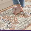 DEXI Kitchen Floor Mats Anti Fatigue, 23x86 Large Long Cushioned Vintage Runner Rug Waterproof, Standing Comfort Memory Foam Padded for Front Sink Laundry Office, Orange and White
