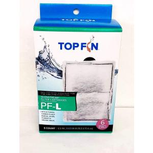 Top Fin Silenstream Large PF-L Filter Cartridges Refill for PF30, PF40 and PF75 Power Filters 6.5in x 4.5in - (6 Count)