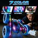 Remote Control Stunt Car 4WD 360° Flip Double‑Sided RC Cars, LED Light Bar, USB‑C Modular Battery, 2.4 GHz Outdoor Beach Toy for Boys 6‑12 Years Old, Birthday & Christmas Kids Gift, Blue, 6.4 x 6.4 x 2.9 inches