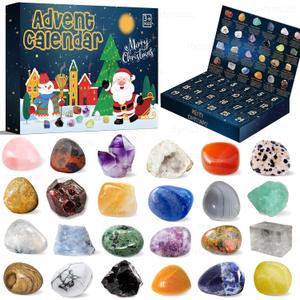 Crystal Advent Calendar 2025, Rock Gemstone Advent Calendar 2025 Adult, Kids, Boys, Girls, Teen Girls, Women, 24 Days of Surprise Crystals and Gems Rocks Healing Stone Collection
