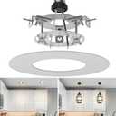 Recessed Can Light Conversion Kit for 5" and 6" Ceiling Fixtures - Pendant/Hanging Light Upgrade, Compatible with Ceiling Fans, Includes 7" Flat Steel Medallion, White Finish