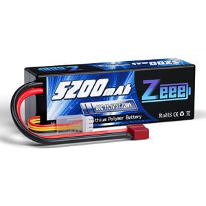 Zeee 3S Lipo Battery 5200mAh 11.1V 80C RC Battery Hard Case with T Connector for RC Car Boat Truck Helicopter Airplane Racing Models