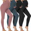 Dalavch 4 Pack Women's Maternity Leggings Over The Belly High Waisted Yoga Workout Pregnancy Pants Activewear for Women (2 Black 1 Pink 1 Blue ( Leggings ))