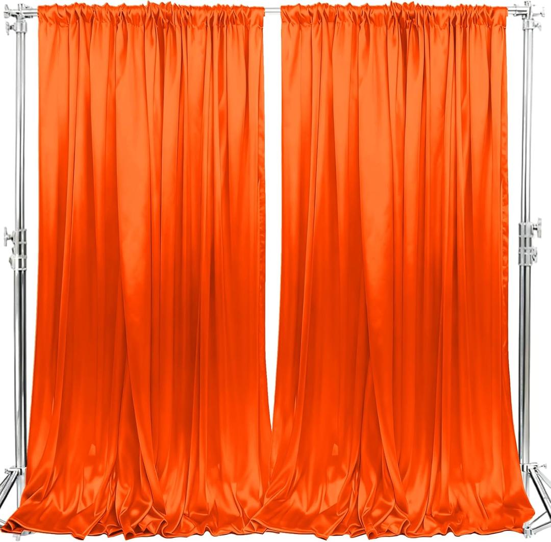 10x10FT Photo Stage Backdrop 2 Panels Curtains Drapes for Photography and Party (Orange)