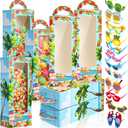 24 Pcs Hawaiian Luau Party Favors Includes 12 Funny Summer Beach Sunglasses and 12 Tropical Luau Theme Gift Boxes Party Supplies for Birthday Aloha Tropical Flamingo Decoration