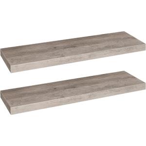 HOOBRO Floating Shelves, Wall Shelf Set of 2, 31.5 Inch Hanging Shelf with Invisible Brackets, for Wall Decor in Bathroom, Bedroom, Toilet, Kitchen, Living Room, Office, Greige BG80BJP201