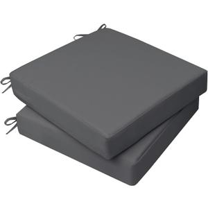 AAAAAcessories Outdoor Seat Cushions for Chairs, Waterproof, Fade-Resistant, 20" x 20" x 3", Patio Furniture Replacement Cushions, Set of 2, Dark Gray
