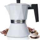 Moka Pot, 6-Cup Espresso Maker, 300ml Portable Stovetop Espresso Maker, Percolator Coffee Pot Compatible with Induction Cooktops, Suitable for Home and Camping (White)