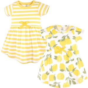 Touched by Nature Girls, Toddler, Baby and Womens Organic Cotton Short-Sleeve and Long-Sleeve Dresses (Yellow, S)