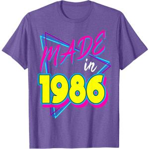 Made in 1986 35th Birthday Retro 35 Years Old 80s Vintage T-Shirt, L
