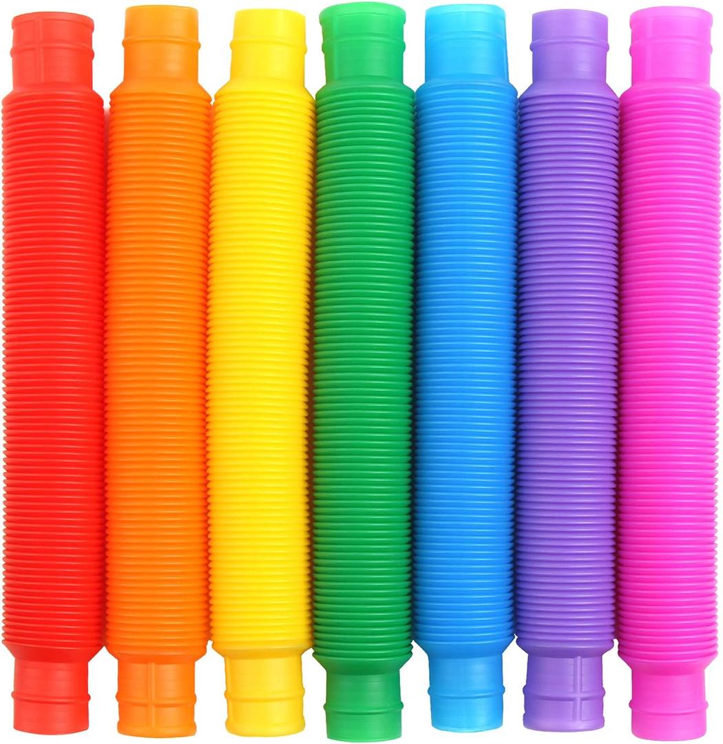 FINGOOO 7 Pieces Jumbo Pop Toobs Fidget Toys,Pop Tubes Sensory Toys for Kids Adults DIY Decompression ADHD Autism