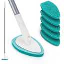 Shower Scrubber with Long Handle, 47'' Bathtub Scrub Brush, Bathroom Tub and Tile Cleaning Tool with 6 Refill Pads