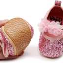 HONGTEYA Infant Baby Girls Mary Jane Flats Non Slip for Toddler First Walkers Soft Sole PU Leather Crib Shoes Sneaker Wedding Party Christmas Princess Dress Shoes Baby Moccasins Girls (Pink)