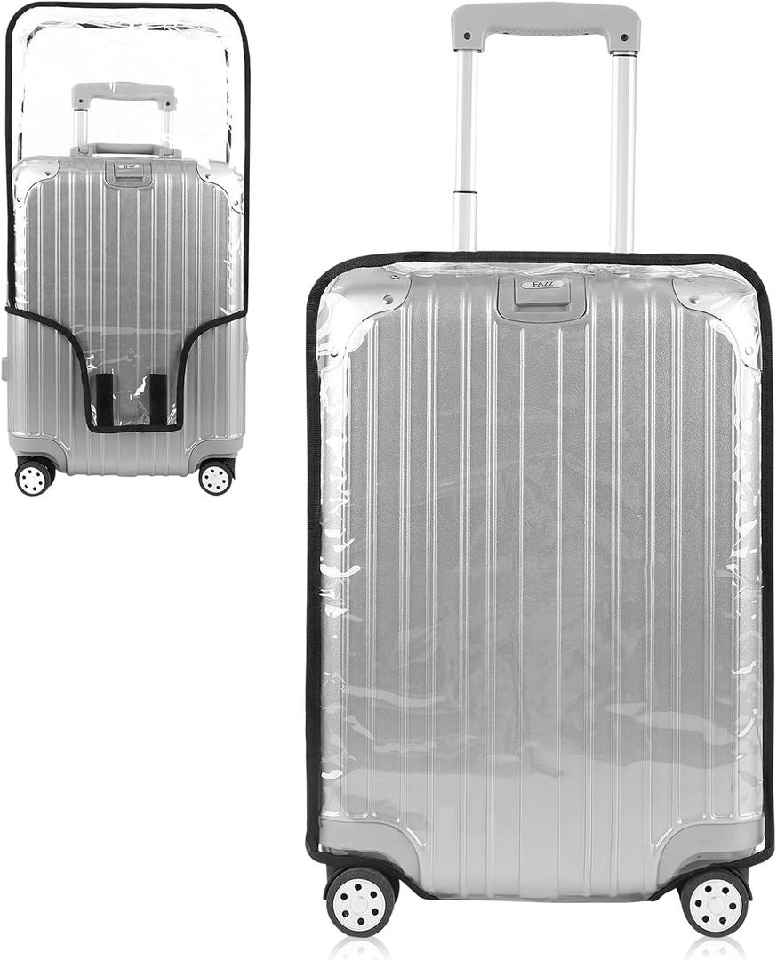 Transparent PVC Luggage Cover, Suitable for 20/22/24/26/28/30 Inch Luggage, Special Protective Cover for Wheeled Suitcases, Transparent Heavy-Duty Waterproof Style (28Inch)