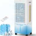 Portable Evaporative Air Cooler for Bedroom: PNTCK Swamp Cooler Fan & Humidifier with 2.1Gal Tank with, Remote, 2 Ice Packs, 3 Speeds, 3 modes, 12H Timer, Evaporative cooler for Room Indoors